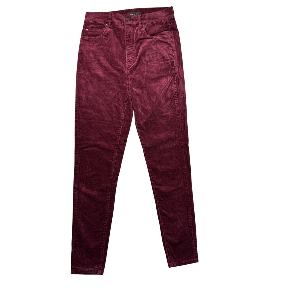 Ann Taylor Jeans Women's 2 Red The Skinny Velvet High Rise Stretch Pockets Pants